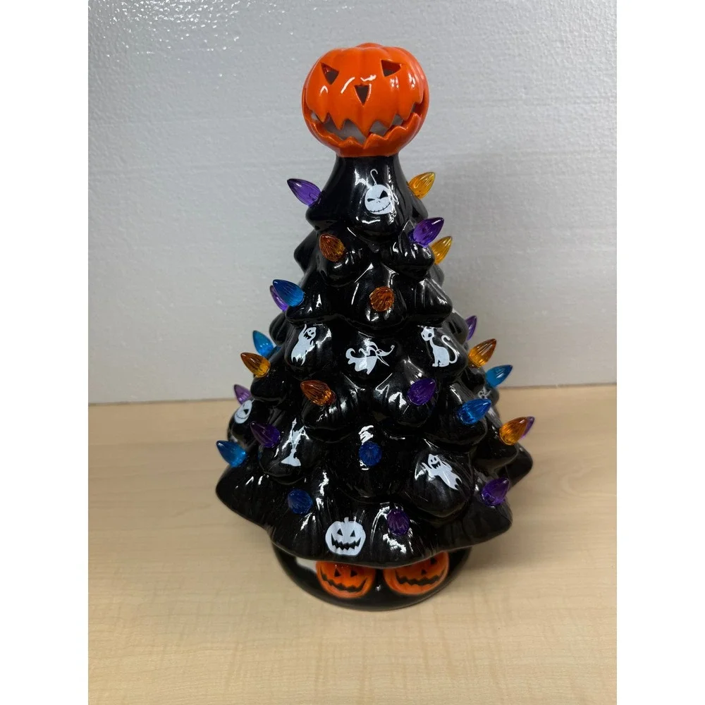Hot‎ Topic Disney Nightmare Before Christmas Light Up Ceramic Tree Halloween